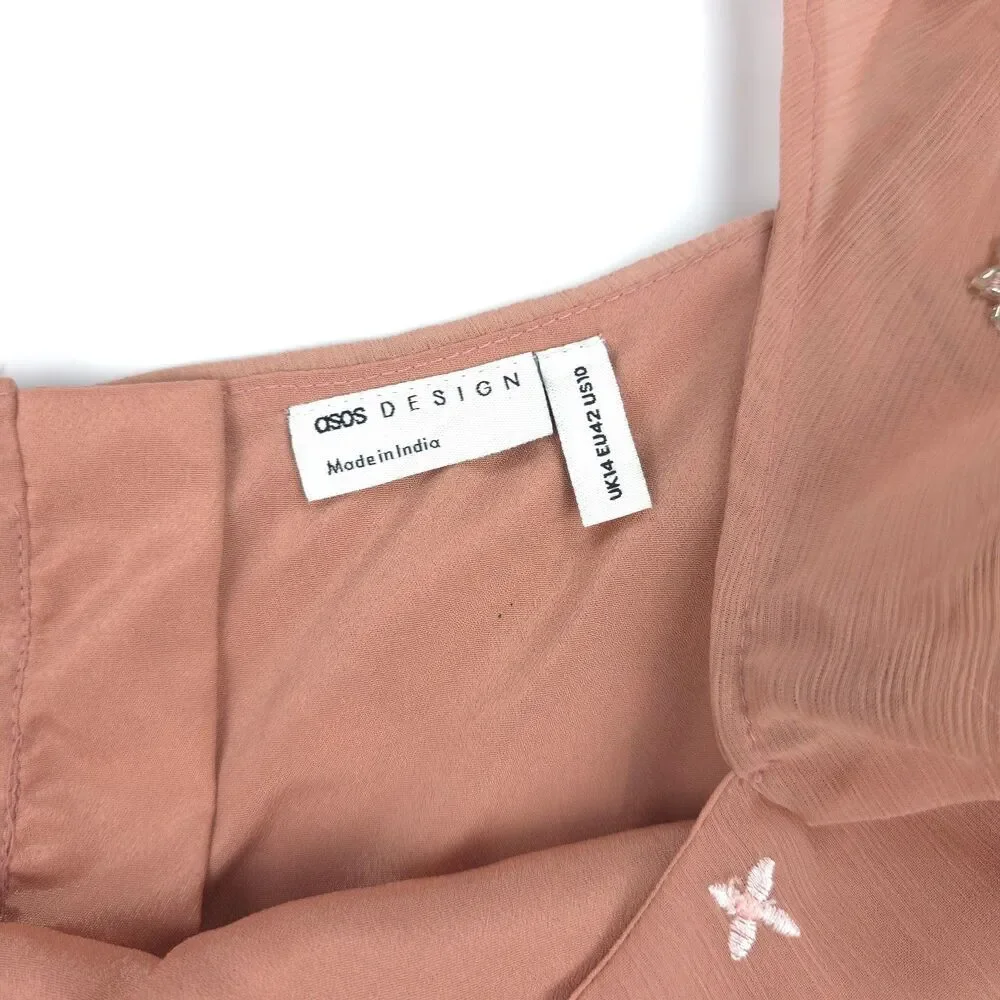 ASOS Cami Embellished Maxi Dress Bridesmaid Gown Embroidered Rose Ethereal Fairy - Picture 2 of 13